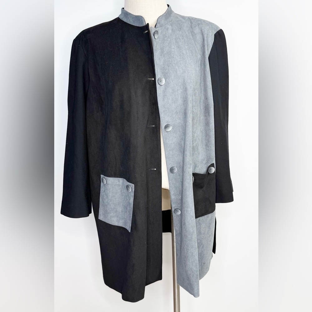 Ming Wang Black Grey Long‎ Career Cardigan Jacket Size XL